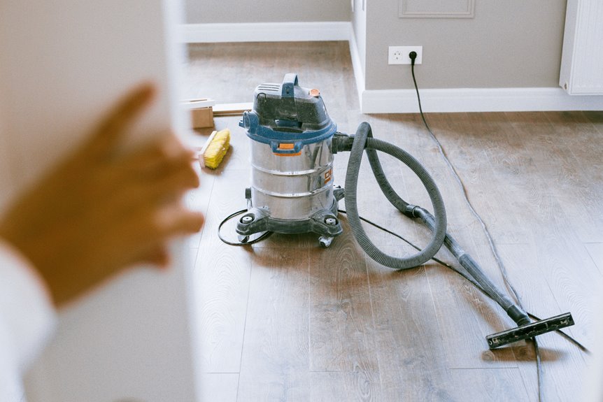 vacuuming dust from baseboards
